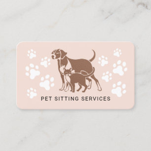 Pet Sitting Services Roos Gold & Blush Pink Busine Visitekaartje