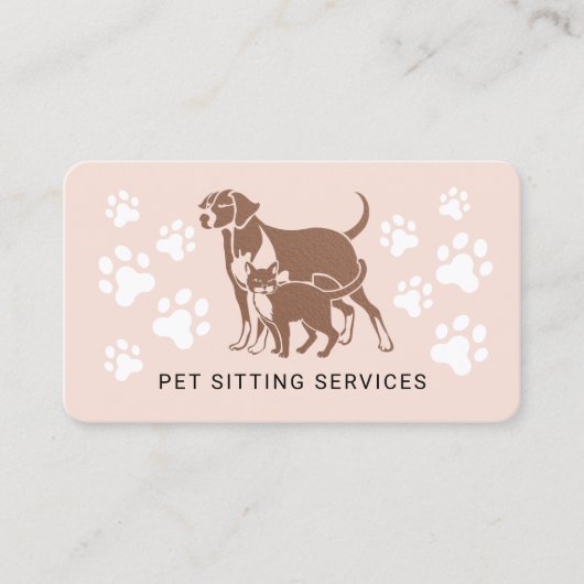 Pet Sitting Services Roos Gold & Blush Pink Busine Visitekaartje (Voorkant)