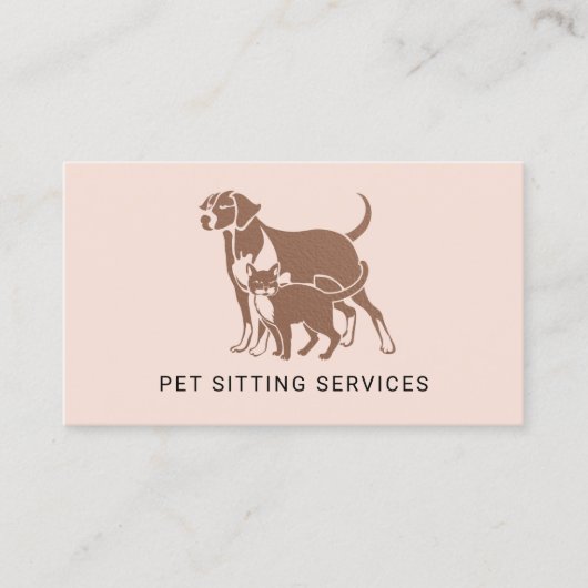 Pet Sitting Services Roos Gold & Blush Pink Visitekaartje (Voorkant)