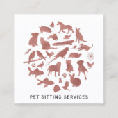 Pet Sitting Services Roos Gold en wit Vierkante Visitekaartje (Voorkant)