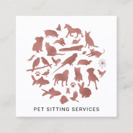 Pet Sitting Services Roos Gold en wit Vierkante Visitekaartje