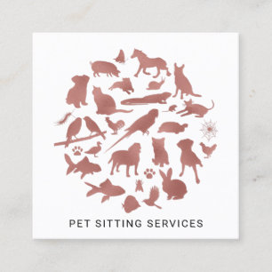 Pet Sitting Services Roos Gold en wit Vierkante Visitekaartje