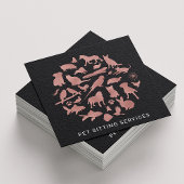 Pet Sitting Services Roos Gold en zwart Vierkante Visitekaartje