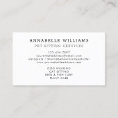 Pet Sitting Services Roos Gold & marine Visitekaartje (Achterkant)