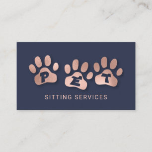 Pet Sitting Services Roos Gold & Navy Visitekaartje