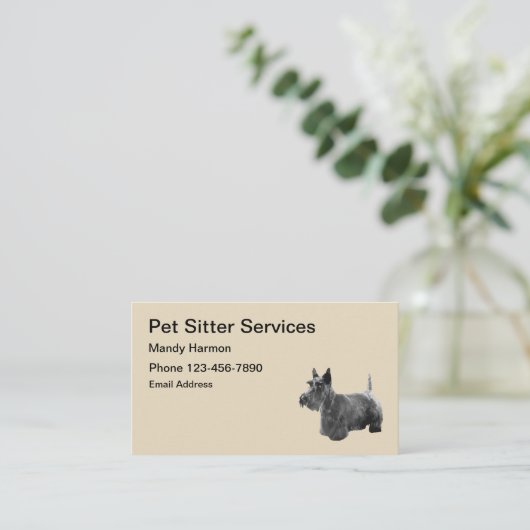 Pet Sitting Services Scotty Dog Visitekaartje