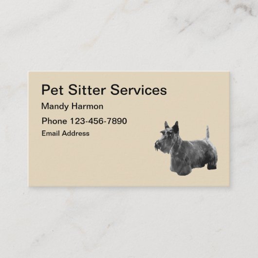 Pet Sitting Services Scotty Dog Visitekaartje (Voorkant)