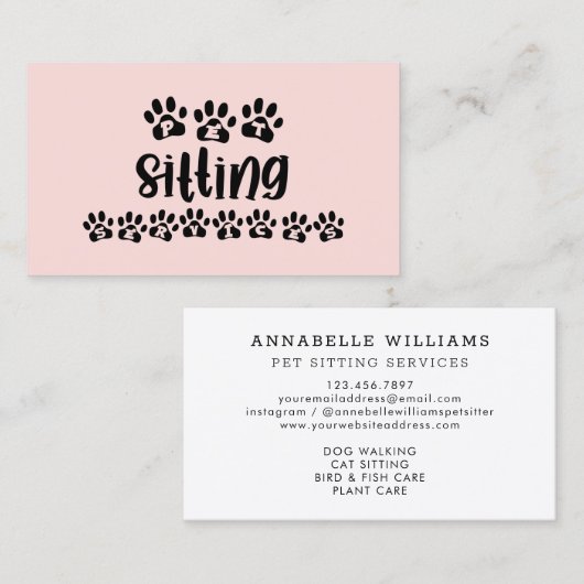 Pet Sitting Services Typography Visitekaartje (Voorkant / Achterkant)