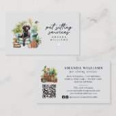 Pet Sitting Services Waterverf QR-code Visitekaartje (Voorkant / Achterkant)