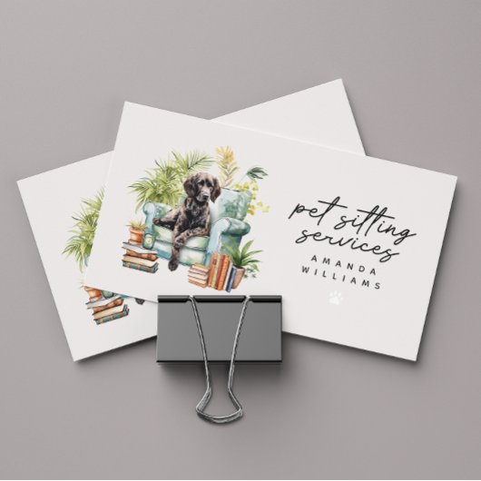 Pet Sitting Services Waterverf QR-code Visitekaartje