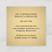 Pet Sitting Services Zwart en Goud Faux Metallic Vierkante Visitekaartje (Achterkant)