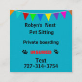 Pet Sitting Vierkante Visitekaartje (Achterkant)