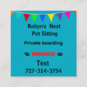 Pet Sitting Vierkante Visitekaartje (Voorkant)