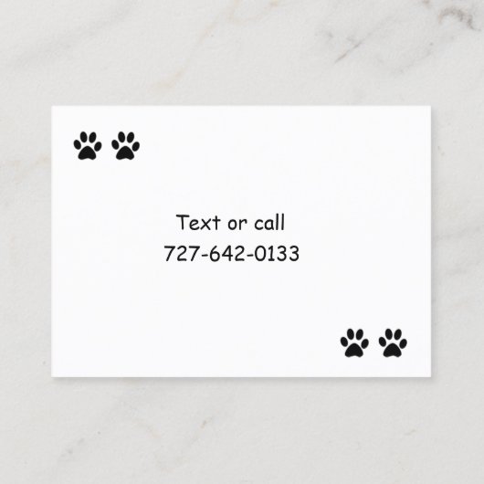 Pet Sitting Visitekaartje (Achterkant)