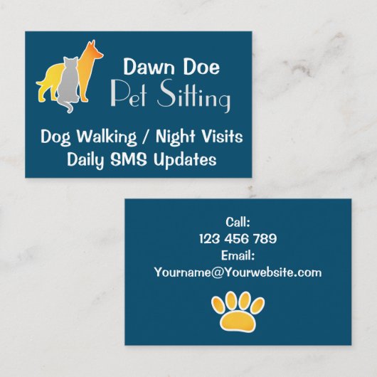 Pet Sitting Visitekaartje (Voorkant / Achterkant)