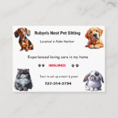 Pet Sitting Visitekaartje (Voorkant)
