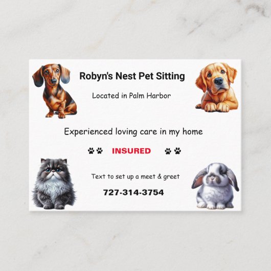 Pet Sitting Visitekaartje (Voorkant)