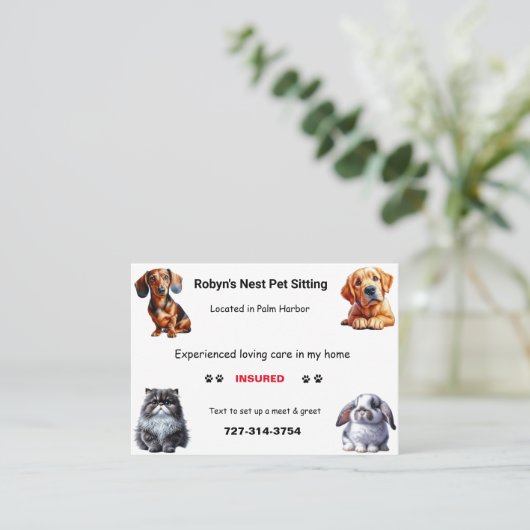 Pet Sitting Visitekaartje (Staand voorkant)