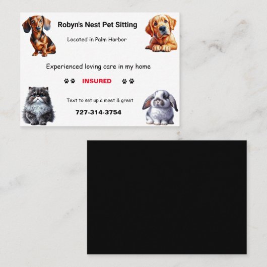 Pet Sitting Visitekaartje (Voorkant / Achterkant)