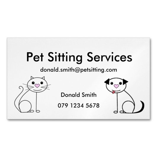Pet Sitting Visitekaartje Magnetisch Visitekaartje (Voorkant)