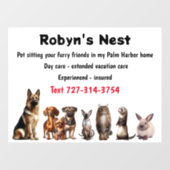 Pet Sitting Window Cling Raamsticker (Vel)