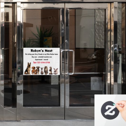 Pet Sitting Window Cling Raamsticker (Kantoordeur)