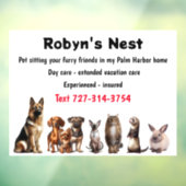 Pet Sitting Window Cling Raamsticker (Vel 3)