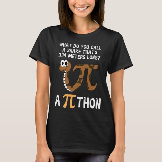 Pet Snake Wiskunde Pi Day Python T-shirt (Voorkant)