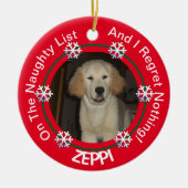 Pet Sneeuwvlok Ondeugend Lijst Kerstmis Keramisch Ornament (Voorkant)