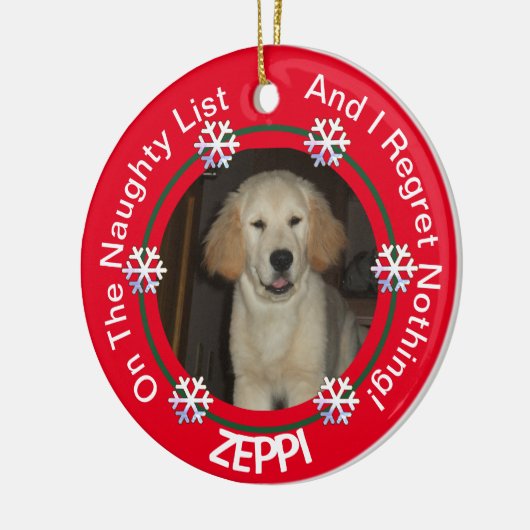 Pet Sneeuwvlok Ondeugend Lijst Kerstmis Keramisch Ornament (Links)