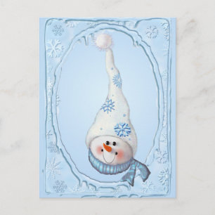 Pet SNOWMAN, SCARF & SNEEUW door SHARON SHARPE Briefkaart