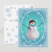 Pet SNOWMAN, SCARF & SNEEUW door SHARON SHARPE Briefkaart (Voorkant / Achterkant)