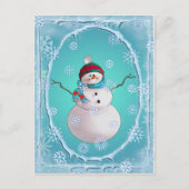 Pet SNOWMAN, SCARF & SNEEUW door SHARON SHARPE Briefkaart (Voorkant)