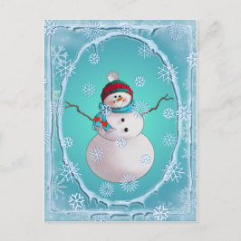 Pet SNOWMAN, SCARF & SNEEUW door SHARON SHARPE Briefkaart