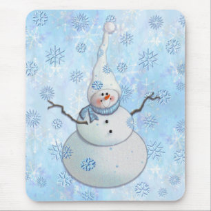 Pet SNOWMAN, SCARF & SNEEUW door SHARON SHARPE Muismat