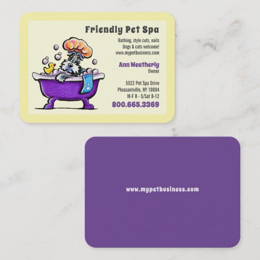 Pet Spa Dog Grooming Schnauzer Bath YW Visitekaartje (Voorkant / Achterkant)