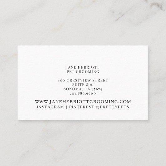 Pet Spa Roze Grooming Visitekaartje (Achterkant)