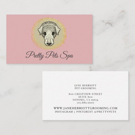 Pet Spa Roze Grooming Visitekaartje (Voorkant / Achterkant)