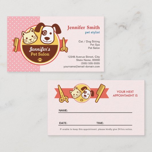 Pet Spa Salon - Benoemingskaart Afsprakenkaartje (Voorkant / Achterkant)