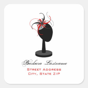 Pet Stand & Rood & Zwart Fascinator Adres Sticker