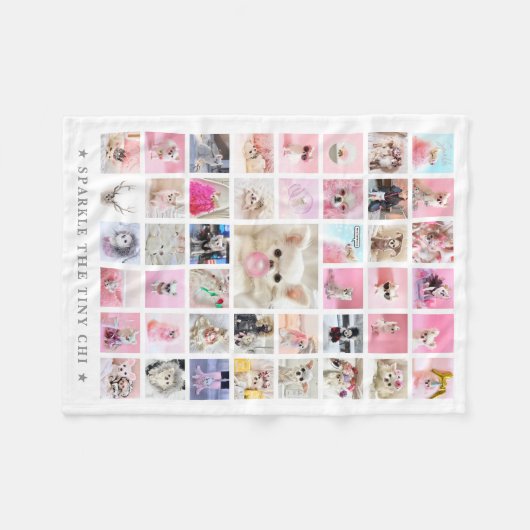 Pet Star | Aangepaste 45 Foto Collage en naam Fleece Deken (Voorkant (Horizontaal))