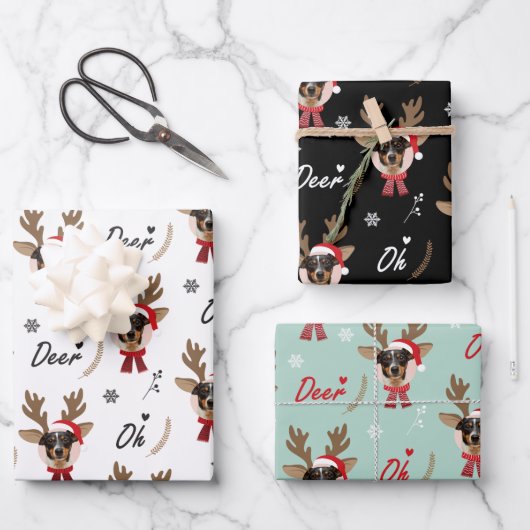 Pet Star | Eigen foto met rendierKerstmis Inpakpapier Vel (Voorkant)