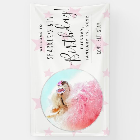 Pet Star | Foto Dog Birthday Party Stars Spandoek (Verticaal)