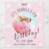 Pet Star | Foto Dog Birthday Party Stars Wijn Etiket (Enkel label)