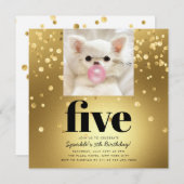 Pet Star | Foto van Pet Birthday Party Gold Kaart (Voorkant / Achterkant)