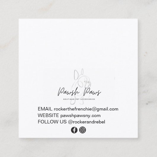 Pet Star | Moderne, minimale eenvoudige foto's en  Vierkante Visitekaartje (Achterkant)