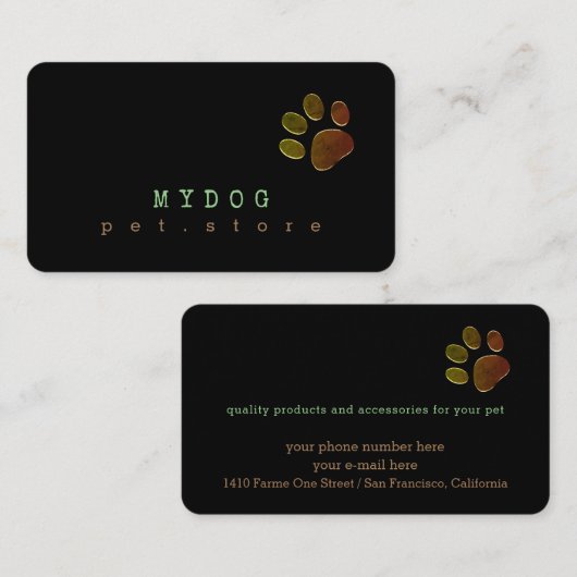 Pet Store Hond Paw Professional Visitekaartje (Voorkant / Achterkant)