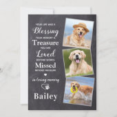 Pet Sympathie 3 Foto Gepersonaliseerde Hond Memori Bedankkaart (Voorkant)