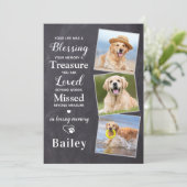 Pet Sympathie 3 Foto Gepersonaliseerde Hond Memori Bedankkaart (Staand voorkant)