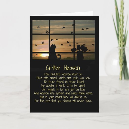 Pet Sympathie, Cat Sympathie Spiritueel gedicht di Kaart (Voorkant)